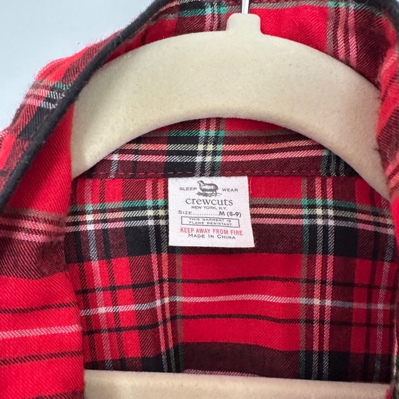 CrewCuts Red Plaid Flannel Boys Pajama Set, size medium, Long Sleeves and Pants - Picture 3 of 7